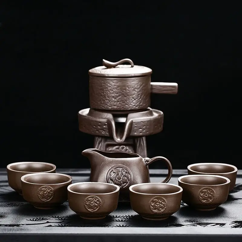 Tea Set Ceramic Lazy Man Style Automatic Rotating Insulation Tea Set