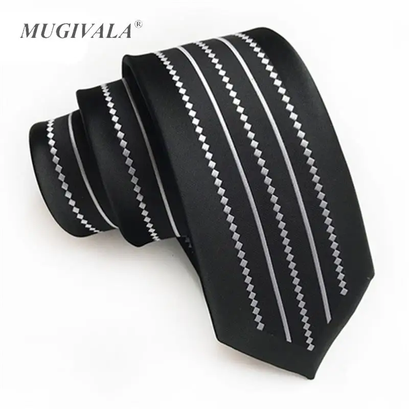 

6cm Fashion Striped Narrow Ties For Men F tie Wedding Suit Gravata Black Polyester Cravat Necktie Party Business Neck Tie