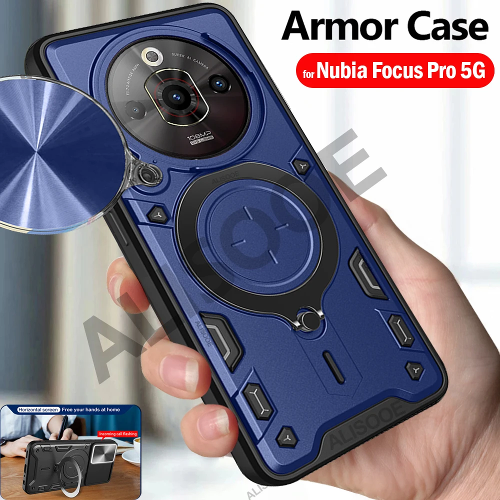 Magnetic Ring Stand Phone Case with Slide Camera Protection
