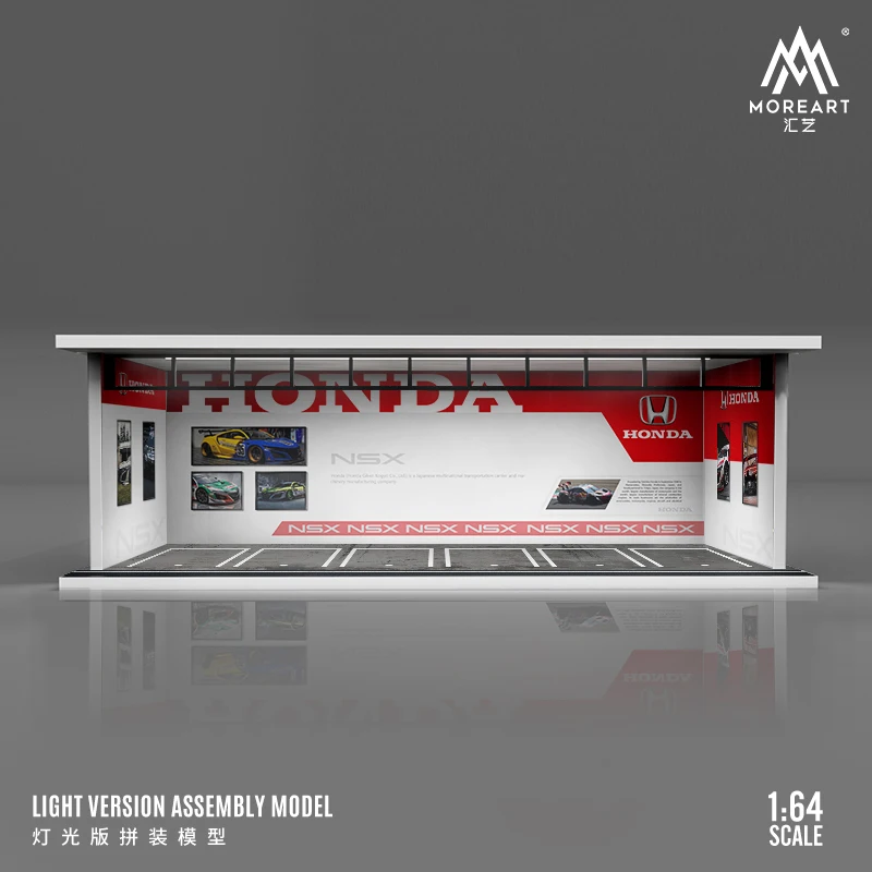 MoreArt 1:64 Original design Famous Car brands & Paint Assemble Diorama LED Lighting Model Car Display Station 6