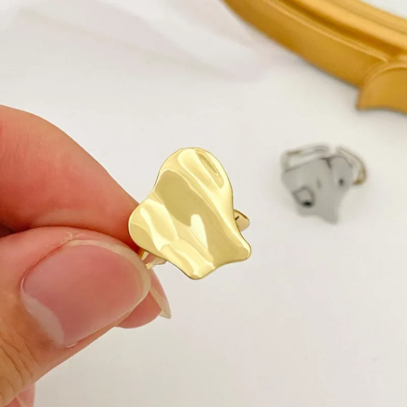 14k Gold Chunky Textured Ring for Women Irregular Statement Ring Jewelry Anillos Mujer