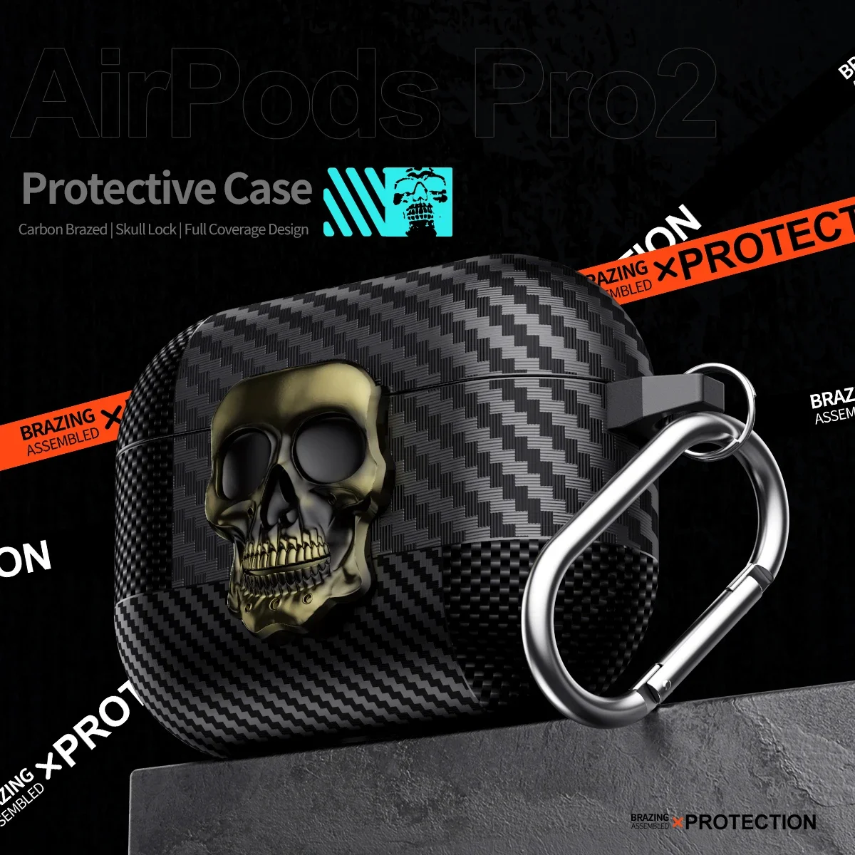 Halloween Skull Secure Lock Clip Case with Carabiner