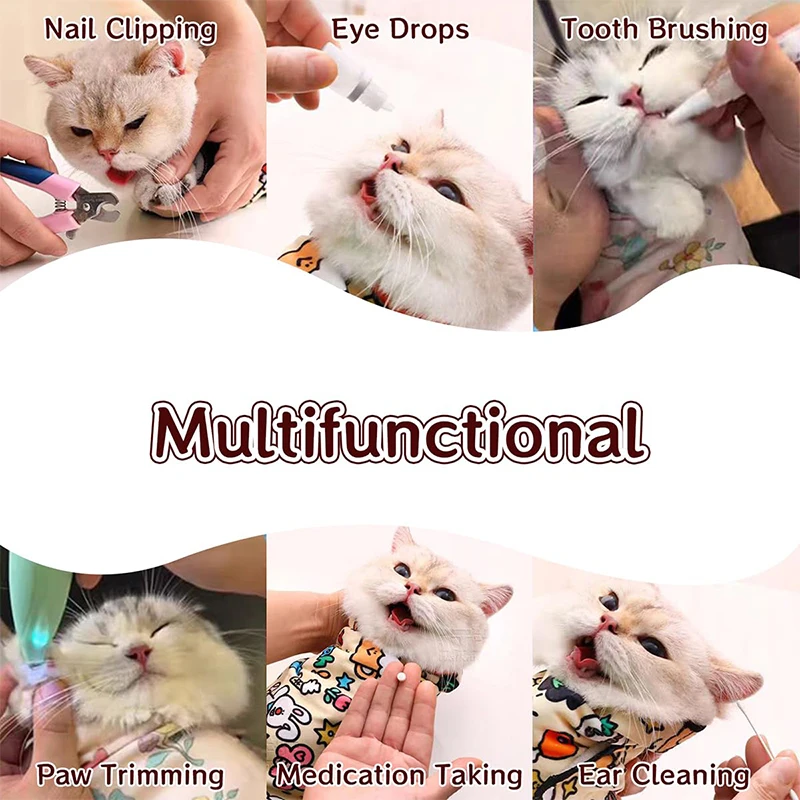 Pet Fixed Cloth Pet Wrap Cat Wrap Grooming Nail Clippers Injections Self-adhesive Anti Bite Scratch Anti Escape Restraint Bag - Imagen 2