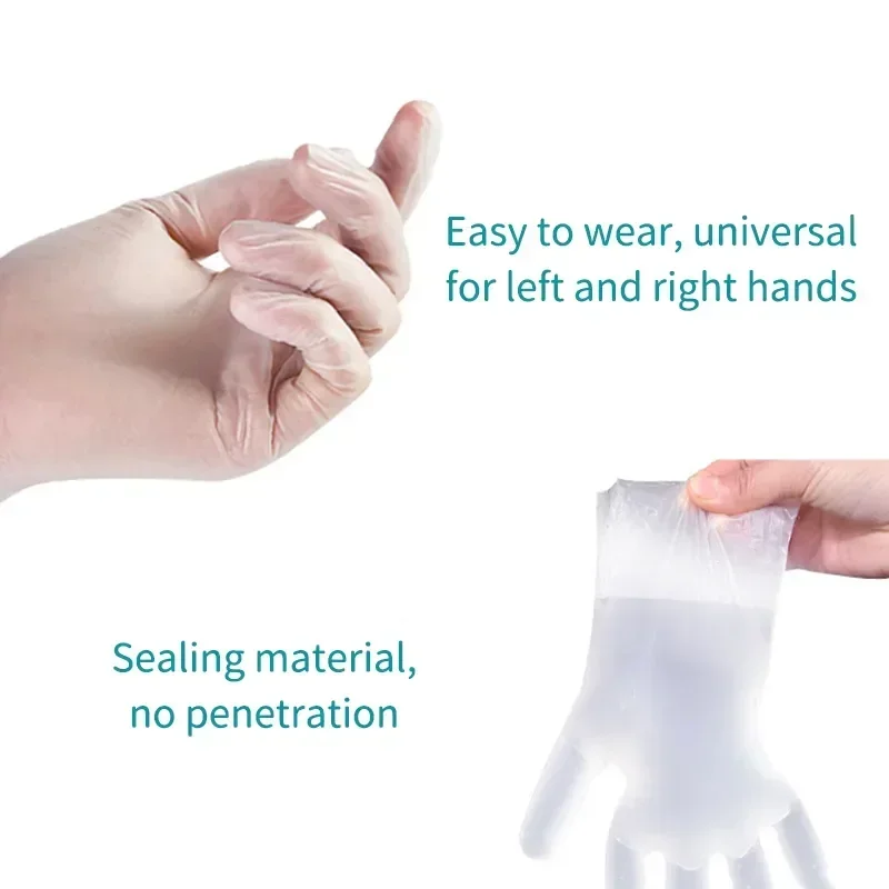 Disposable Gloves 100Pcs Transparent Thickened TPE Food Grade Kitchenware