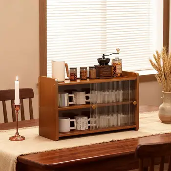 ตู้วางบนเคาน์เตอร์ ตู้เก็บของบนโต๊ะ ประหยัดพื้นที่ ที่เก็บของสไตล์ชนบท ตู้เก็บของอเนกประสงค์ น้ำหนักเบา สำหรับสำนักงาน 2