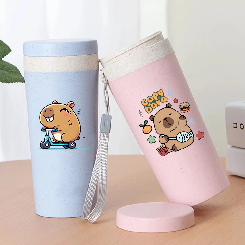Capybara Summer Sport Drinking Cups Water Glasses Fresh Portable Animal Picnic Container Mug Kid Cute Thermal Water Cup Supplies