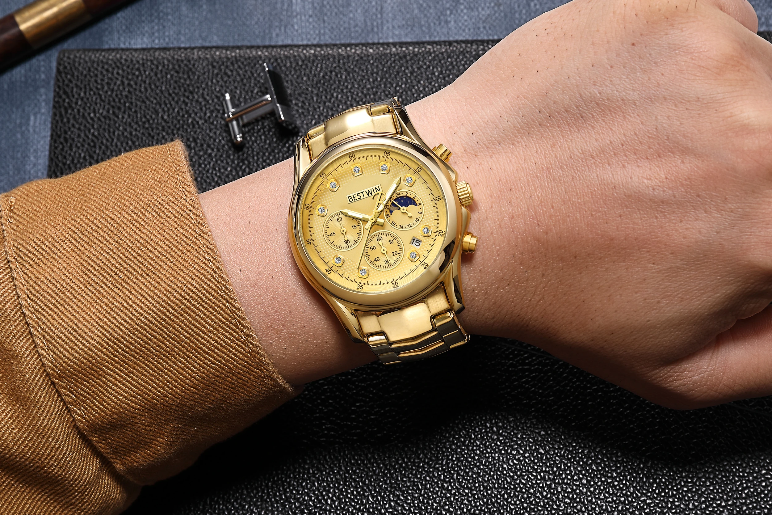 2023 Gold Top Brands Men Wristwatches Waterproof Luxury Golden Wrist Watch For Male Clock Dropshipping Gifts Relogio Masculino
