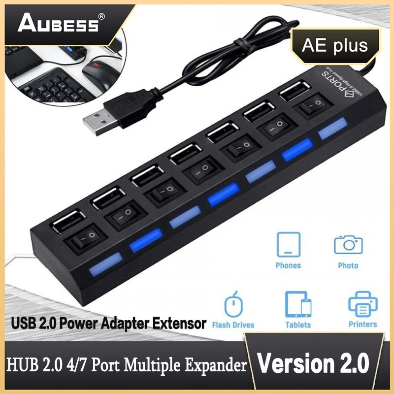 Hub Usb 2.0 4/7 Porte Espansore Multiplo Adattatore Di Alimentazione Usb 2.0 Extensor Adattatore Di Alimentazione Hab Per Interruttore Accessori Per C