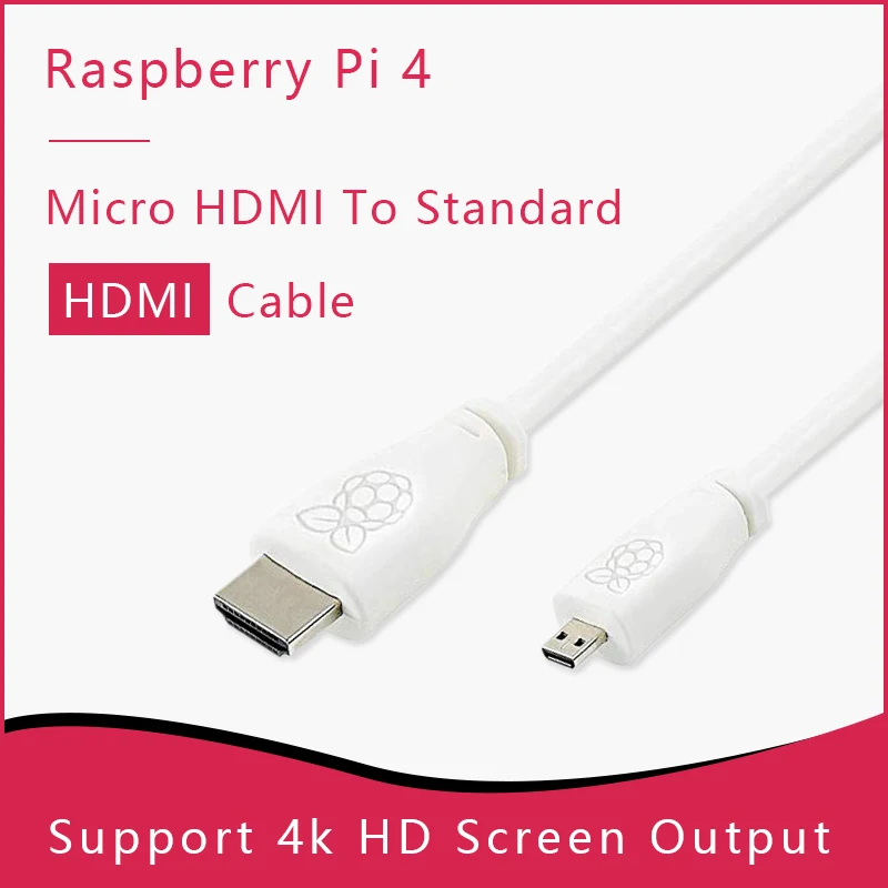 Official Raspberry Pi 4 5 Micro HDMI to Standard HDMI (A/M) 1m & 2m Cable raspberry pi
