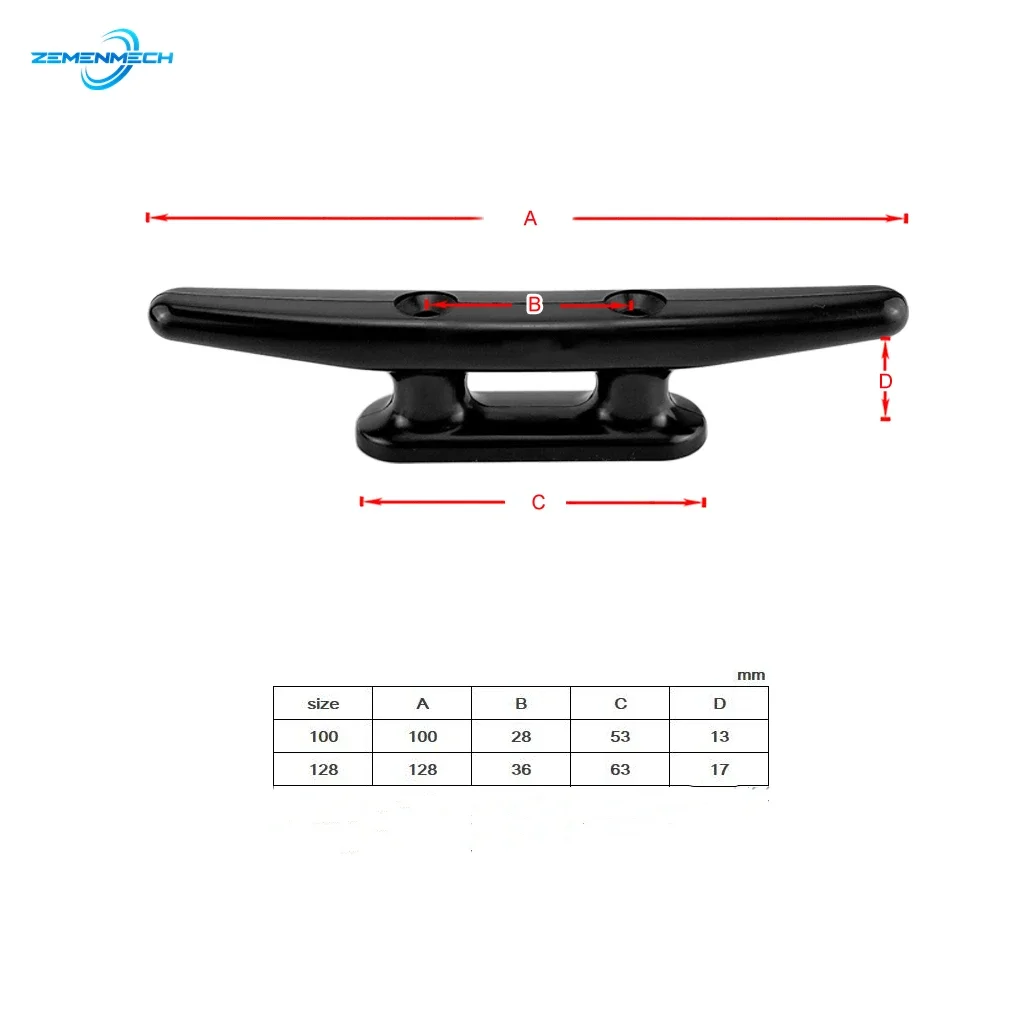 2PCS Nylon Plastic Low Flat Cleat Open Base Cleat 100mm 128mm Boat Accessories Marine Boat Yacht Deck Line Rope Tie Ship Lock
