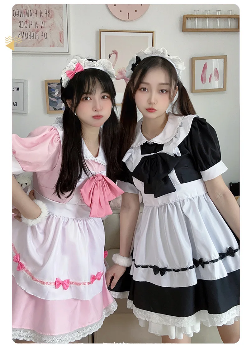 Lolita Cosplay Kleid Pink Maid Anime Kawaii Sweet Halloween Damen 29