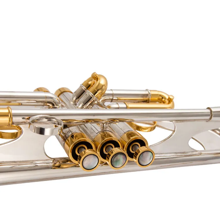 The Silver Plated Gold Key In The Lower B Key Accentuates Professional Grade Examination Of Trumpet Instruments For Beginner