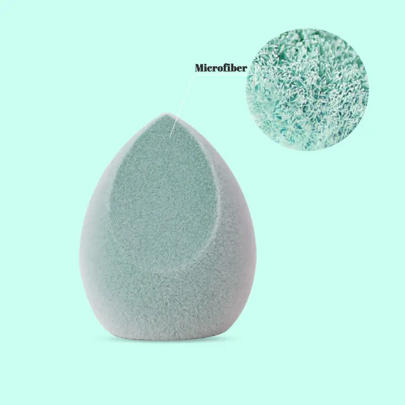Wholesale Custom Logo Microfiber Make Up Sponge Beauty Egg Facial Flocking Makeup Facial  Sponge Velvet Flocking Blender Egg 4