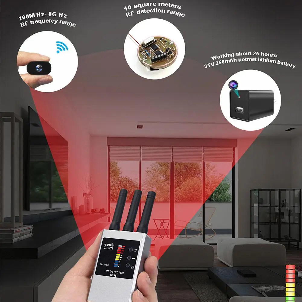 Portable Pinhole Hidden Lens Detect Gadget For GPS Finder Listen Sweeper Wireless Bug Hidden Camera hidden camera detector infrared camera detector camera detector