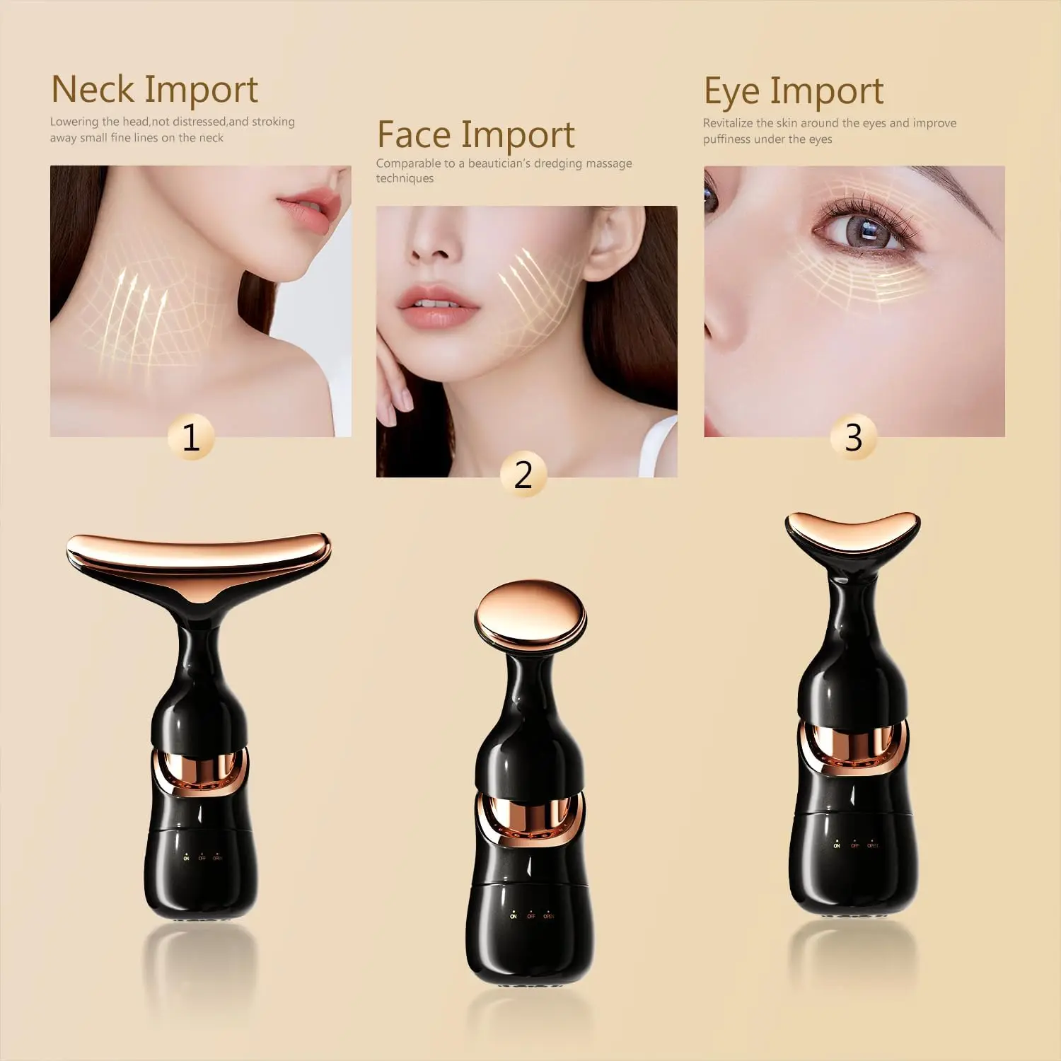 3-in-1 Facial Massager, Lifting and Firming Neck, Slimming Face, and Skin Rejuvenation Home Use Facial Massager, Beauty Tool. facial massager,face massager