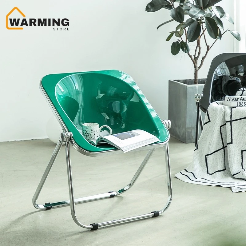 Warming Nordic Medieval Folding Chair Simple Household Transparent Small-sized Milk Tea Shop Restaurant Waiting folding chair