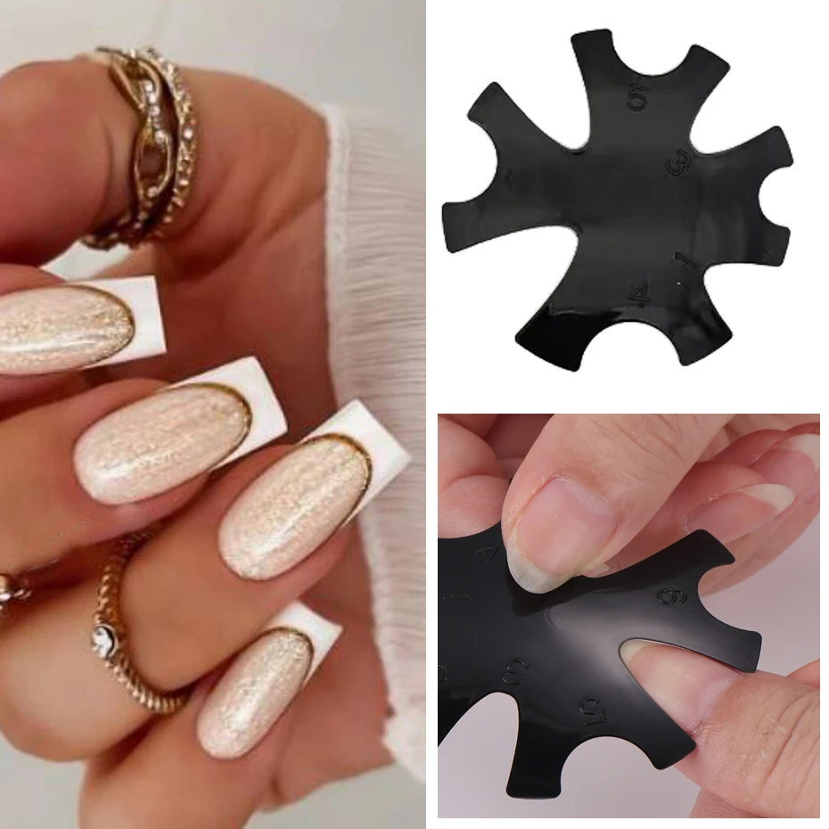 Easy French Smile Cut V Almond Line Nail Template Edge Trimmer 10 Dimensioni Manicure Stencil Tool French Tip Cutter Plate Model