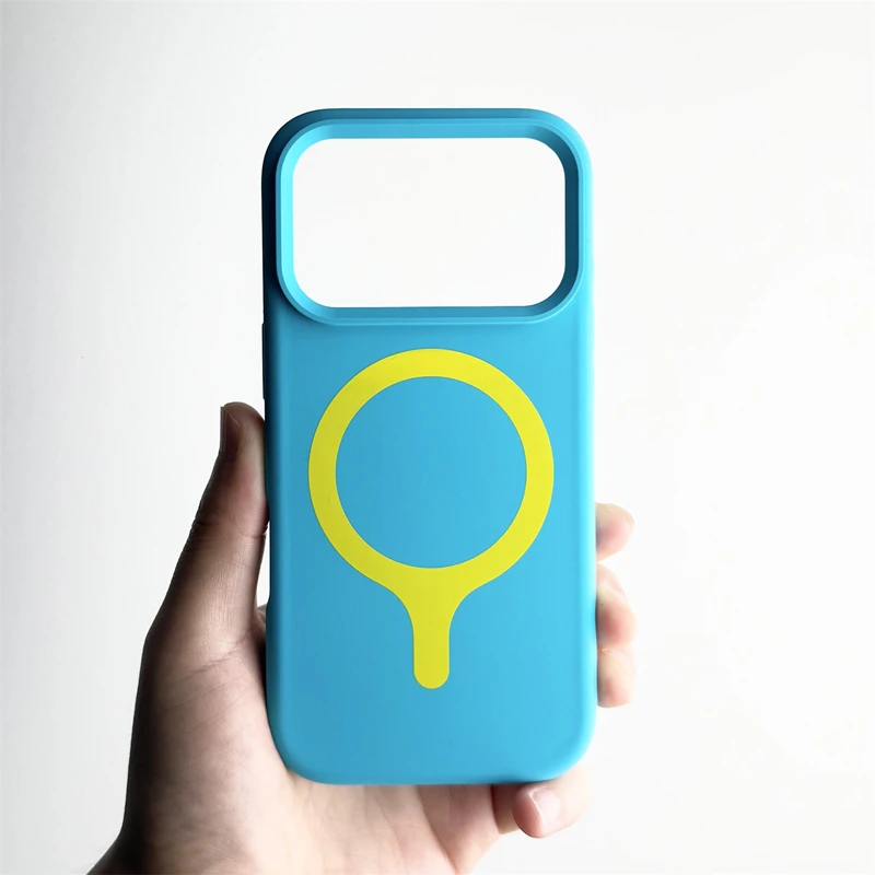 Magnetic Liquid Silicone Shockproof Phone Case with Soft Bumper and Wireless Charging Compatibility