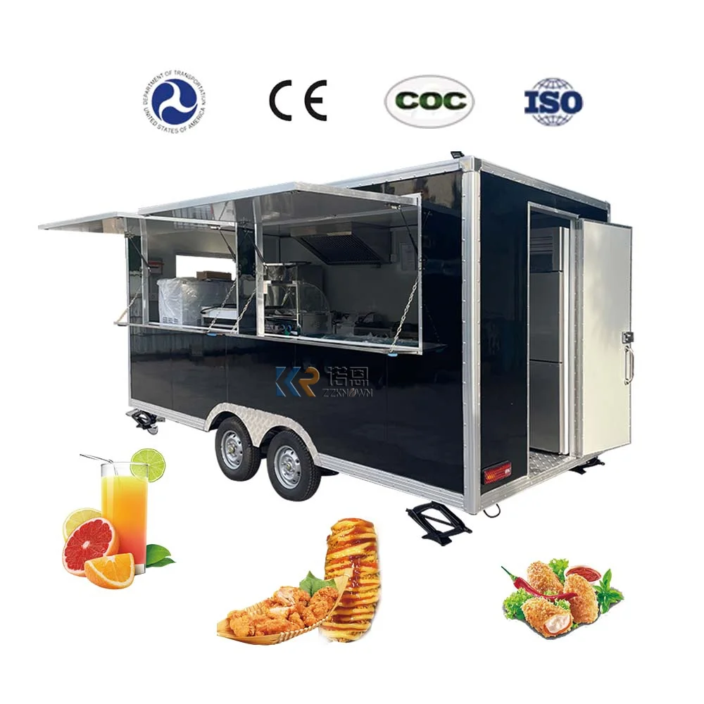 2023 Nuovo Catering Food Trailer Prossing And Vending Snack Ice Cream Bubble Tea Waffle Maker Carrello Per Alimenti In Vendita