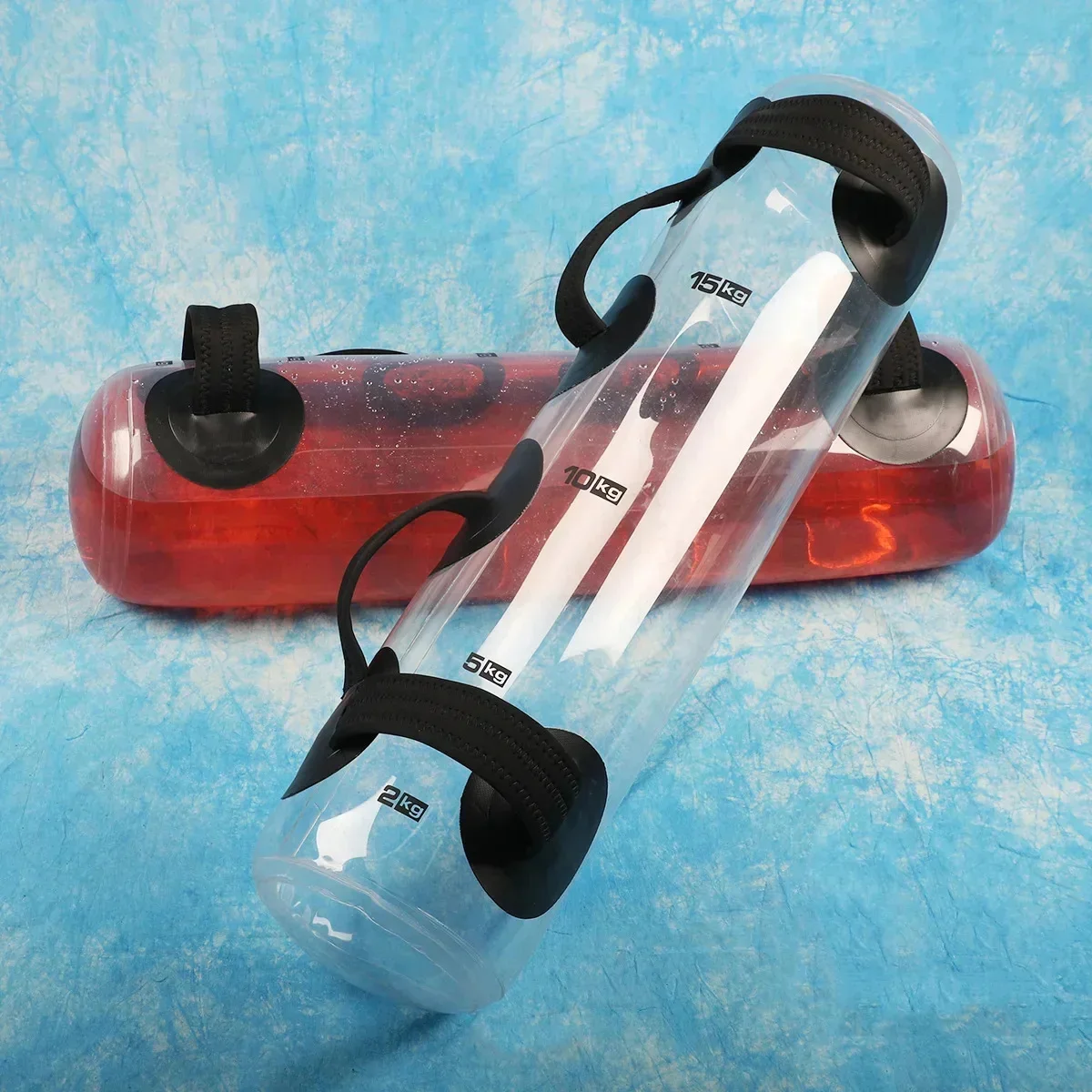 35kg Transparent Fitness Water Bag Water Injection Weight-bearing Software Dumbbell Portable Energy Column Strength Training