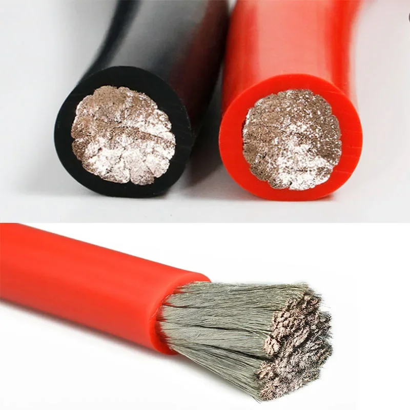 Câble silicone 2 AWG 35mm² enroulé, fil électrique ultra-souple pour modélisme, avec une règle pour l'échelle.