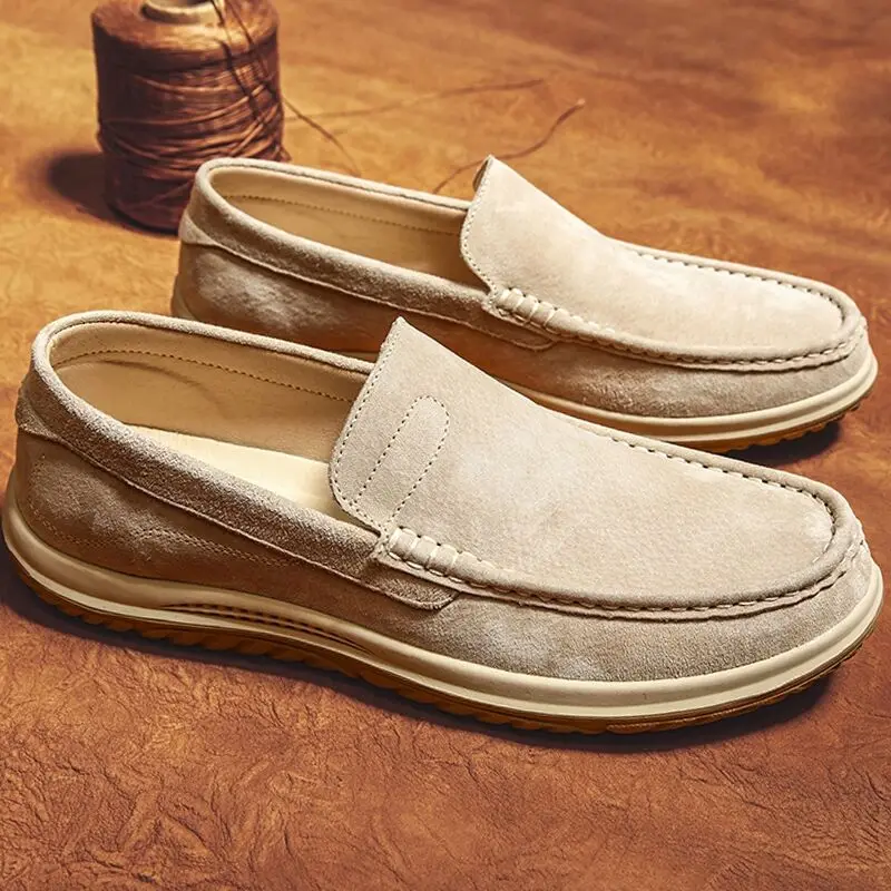 

Hot Fashion British Style Suede Leather Shoes For Men Fashion Slip On Men's Flats Casual Sneaker Loafers Men Driving Shoes