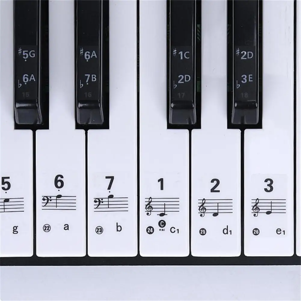 61/88 Key Transparent Piano Keyboard Stickers Removable Electronic Keyboard Key Piano Stave Note Sticker Symbol Tags for Keys Piano Keyboard Stickers
