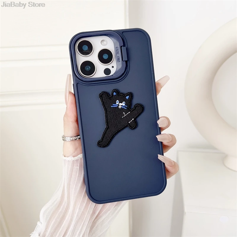 Custodia morbida in silicone per telefono con protezione antiurto per fotocamera con motivo a gatto e cane liquido per iPhone 11 12 13 14 15 16 Pro Max Plus_voghion.com
