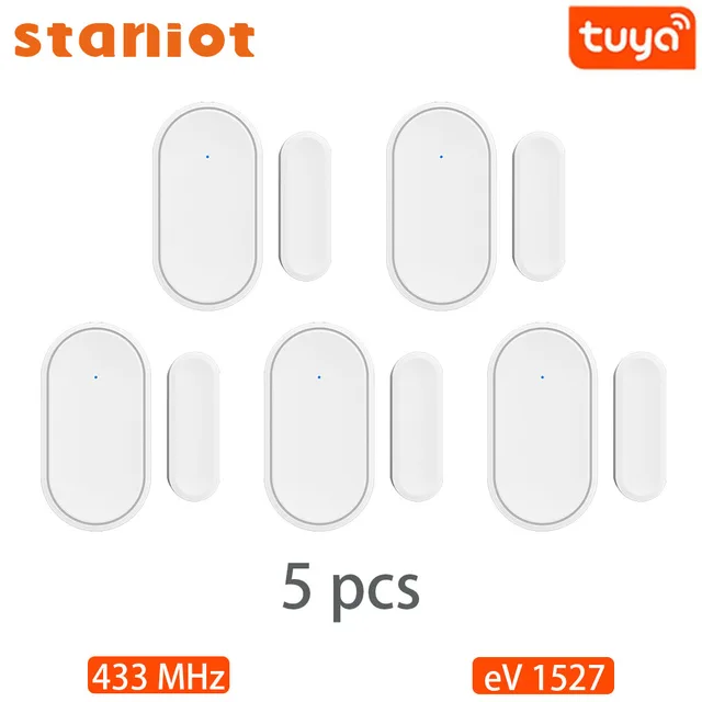 Staniot DS030 Tuya 433mhz Alarm Accessories Smart Remote Control Wireless Door and Window Alarm Sensor Door Open/Closed Detecors 13-DS030-5pcs