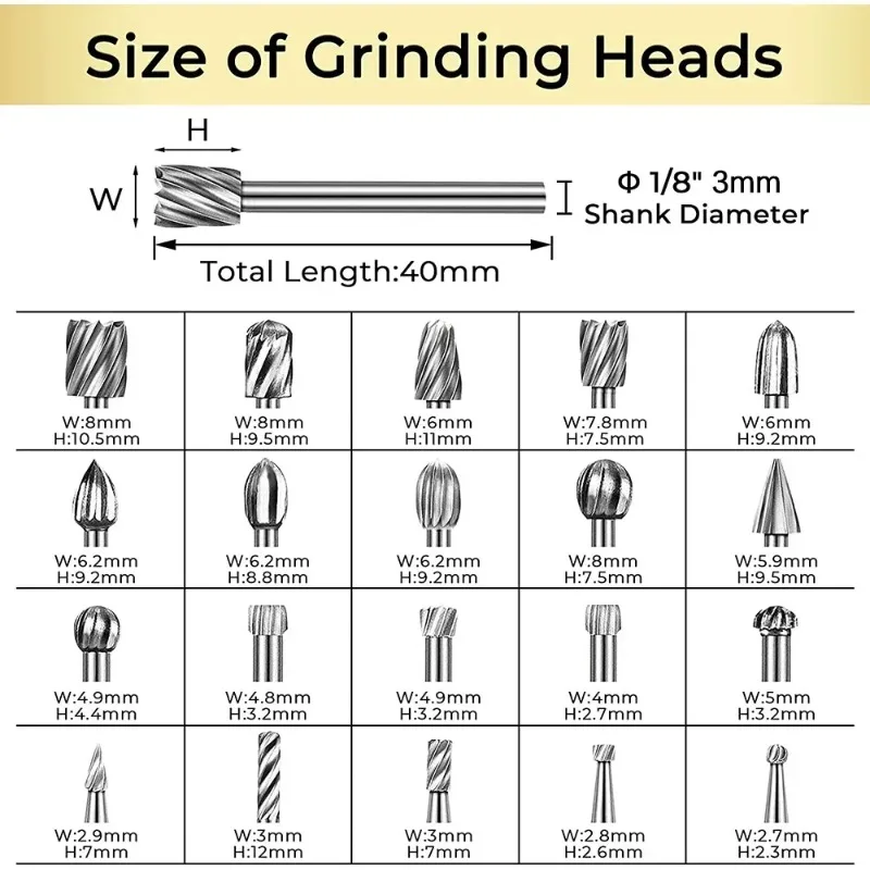 Diamond Coated Grinding Burr Set -Needle Point Engraving Carving Polishing Bits for Glass/Jade/Stone,Rotary Tool Accessories Kit