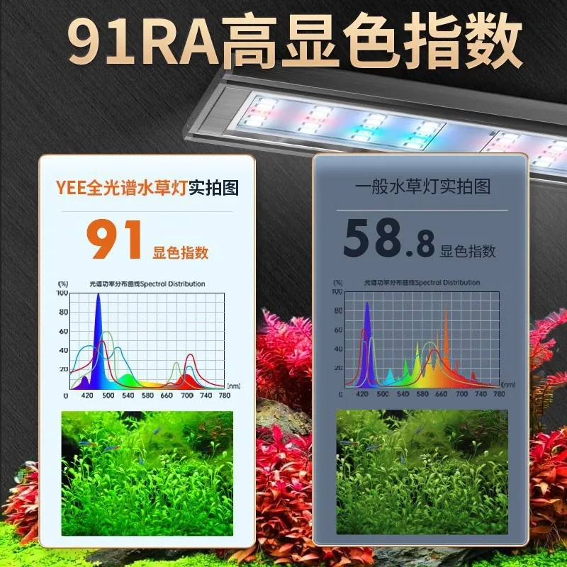 LED 수족관 빛 수생 식물을위한 전체 스펙트럼 물고기 탱크 조명 방수 밝은 식물 성장 램프