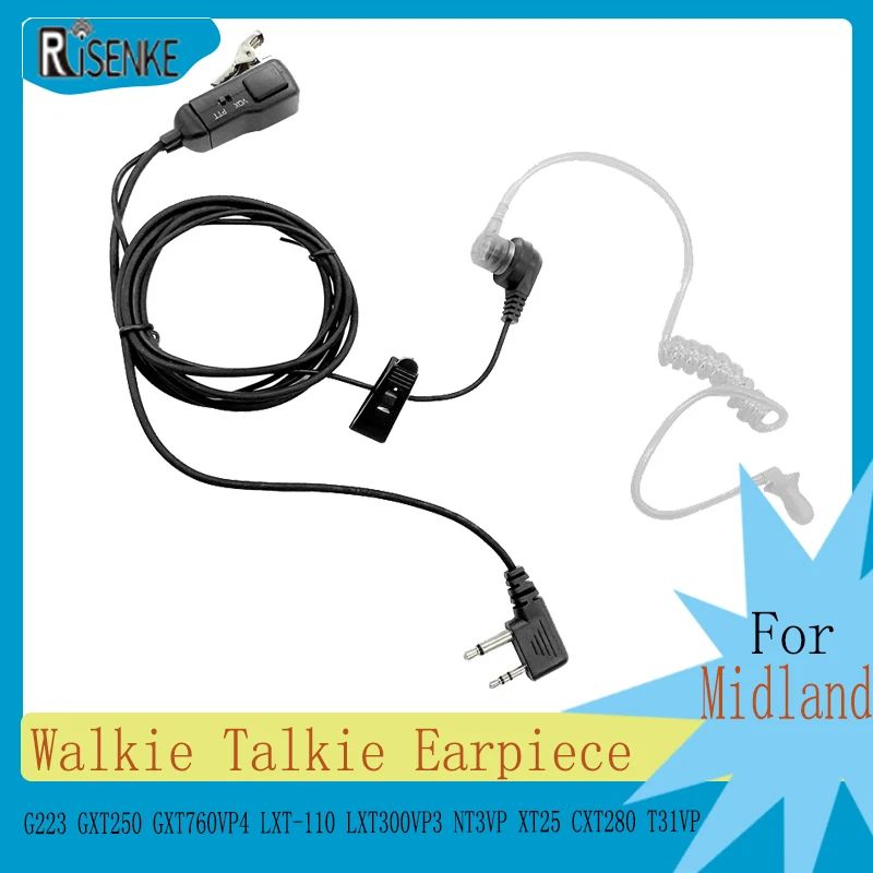 RISENKE Walkie Talkie Earpiece,Headset for Midland,G223,GXT250,GXT450,GXT760VP4,GXT110,LXT300VP3,NT3VP,XT25,CXT280,T31VP,G5,M48