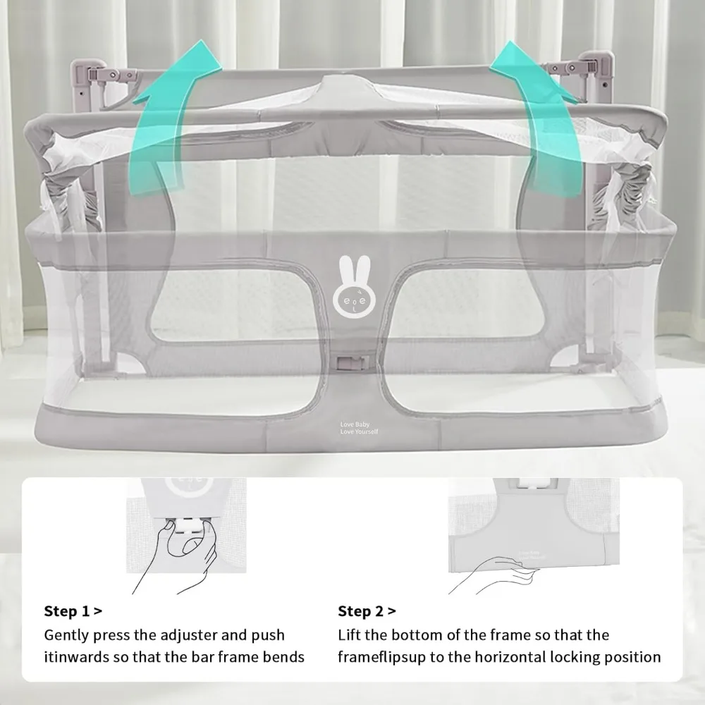 Co Sleeper for Baby in Bed,3 in 1 Crib Side Bed Guard,Cosleeping Baby,Crib Sleeping Together,Infant/Baby Boy/Girl,Gray 3