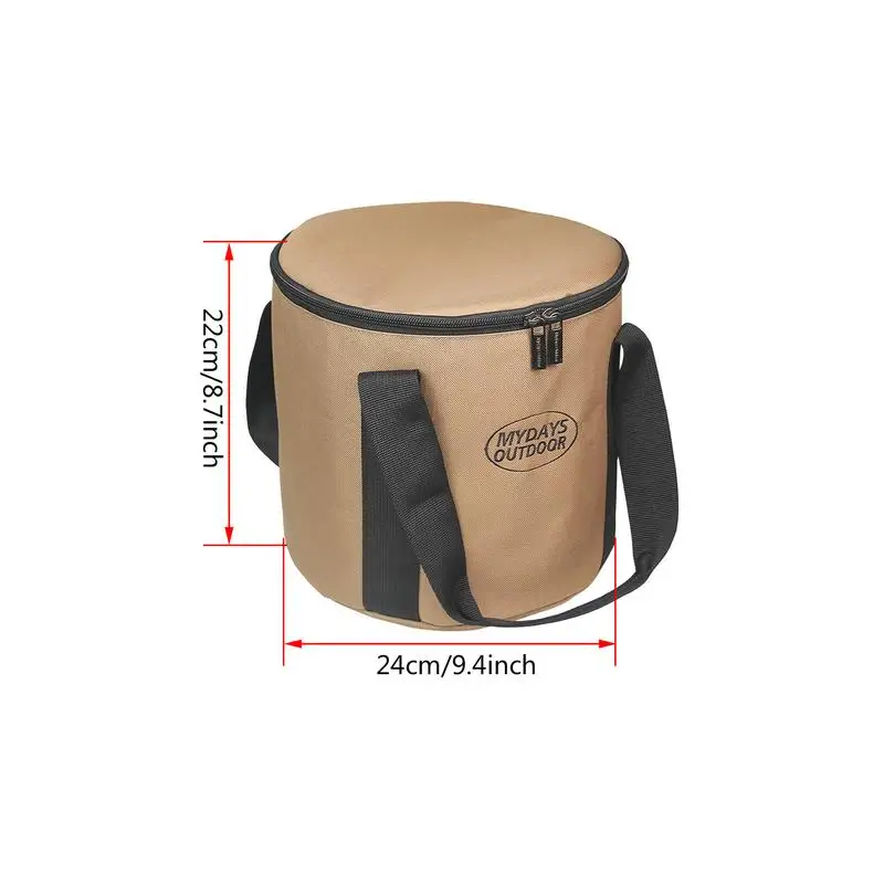Oxford Cloth Camping Cookware Sundries Carrying Bag Waterproof Round Plate Dishes Bowl Pot Storage Pouch Wear Resistant camping cookware bag