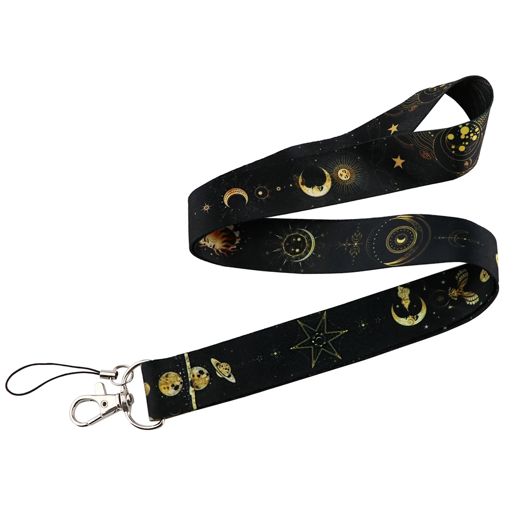 Cartoon Sun Moon Star Printed Neck Strap Lanyards For Keys & Card