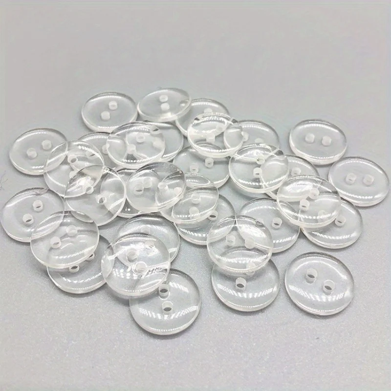 100pcs Resin Buttons, Two-eye, Universal Bread Buttons, Transparent Shirt Buttons, Trench Coat Buttons, Accessories