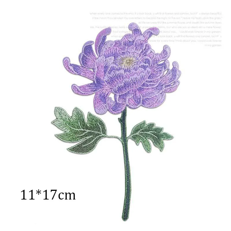 11 x 17 cm Chrysanthemen-Blumen-Aufnäher zum Aufnähen, Blumen-Aufnäher für Kleidung, Stoff, DIY, Mantel, Jeans, Zubehör – Detail 7