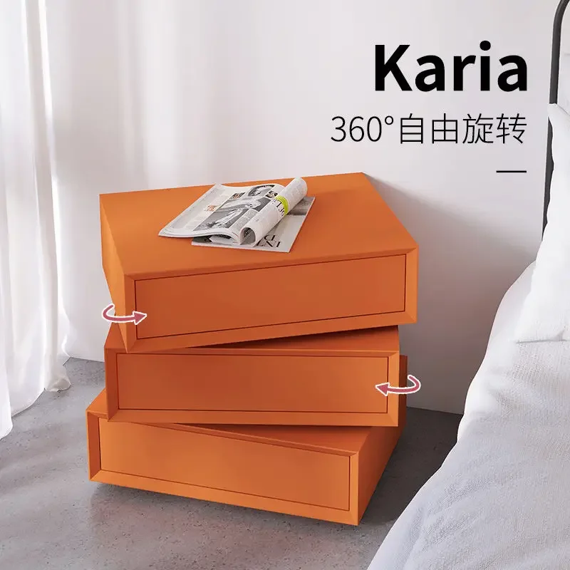 Italian Minimalist Rotating Bedside Table Designer Light Luxury Modern Creative Bedroom Living Room Storage Cabinet