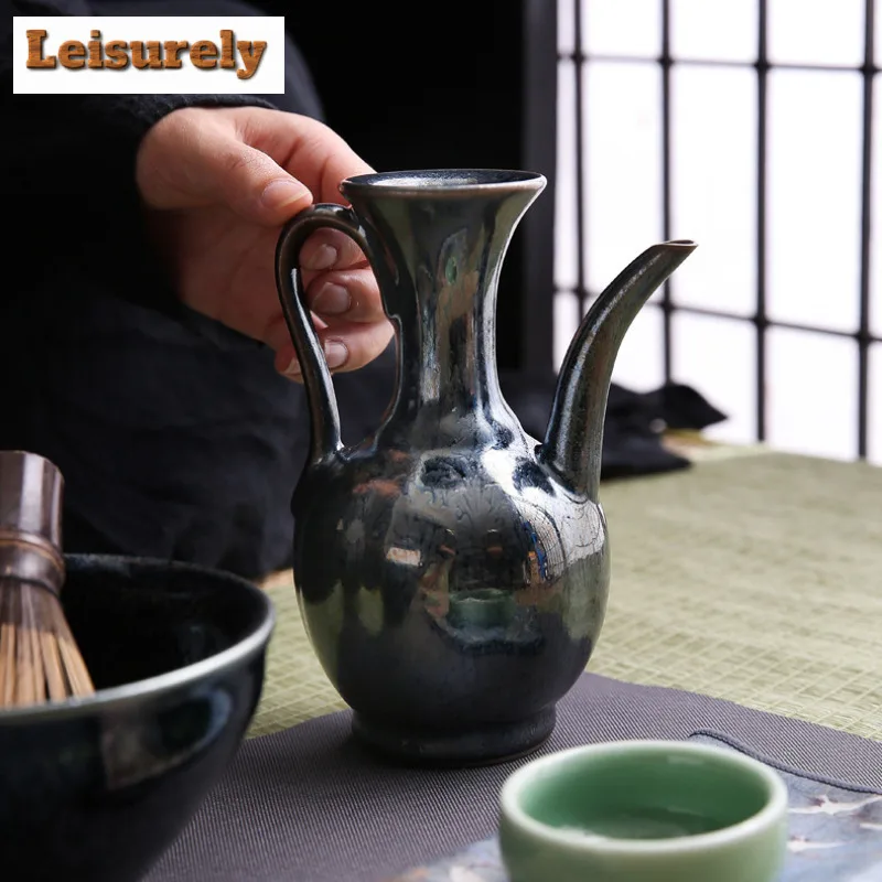 280ml Jianzhan Point Teapot Retro Tea Infuser Pot Household Tea Making Kettle With For Tea Decoration Collection Craft Supplies