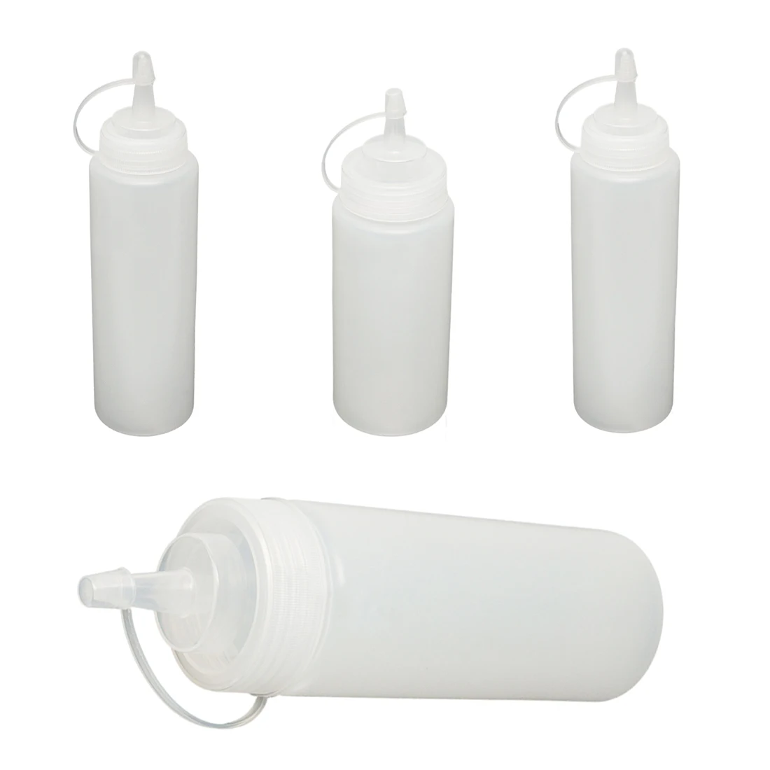 

6X Clear White Plastic Squeeze Sauce Ketchup Cruet Oil Bottles 8Oz