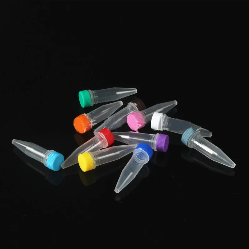 500Pcs/Lot 1.5ml 10&times;45mm Plastic Cryogenic Vials Screw Cap Sharp Bottom Centrifuge Tube Laboratory Cryovial With Seal Ring