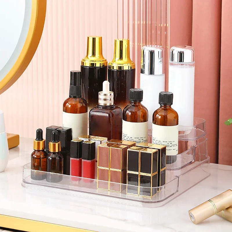 3 Tier Desktop Perfume Shelf PET Cosmetic Organizer Perfume Storage Rack Doll Display Stand Kitchen Seasoning Organizer 3