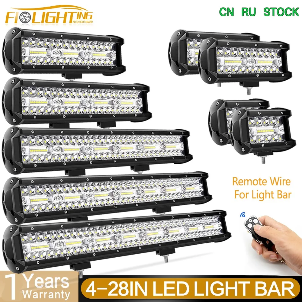 Fi-Lighting 3 Righe 4-28In Led Light Bar Accessori Fuoristrada Fari A Led 4X4 60W-480W Kit Di Cavi Remoti Per Trattore Atv Truck