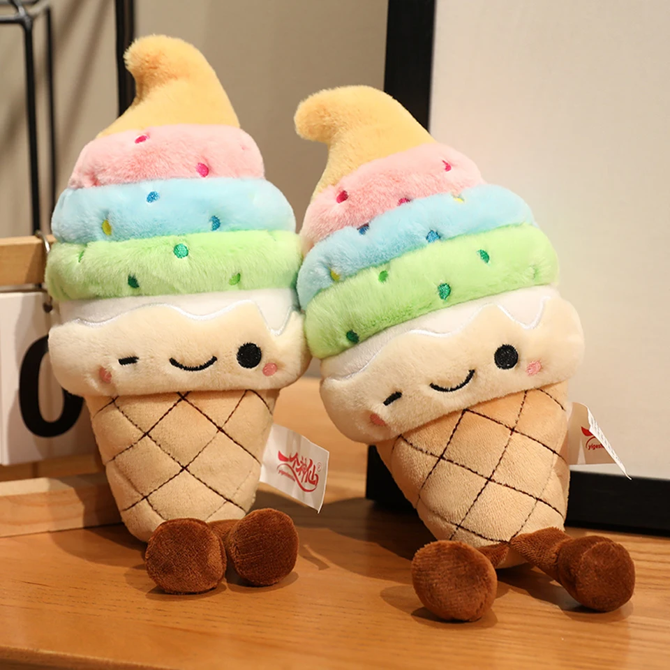 8 Inch Colorful Ice Cream Cone Plush Toy Rainbow Ice Cream Stuffed