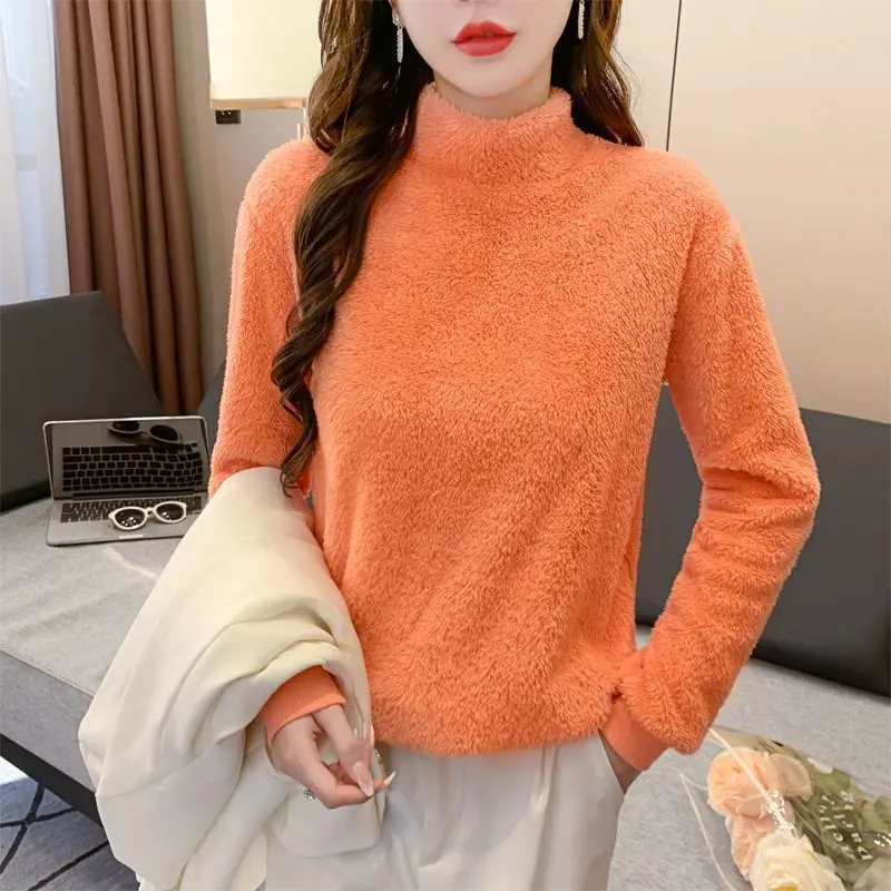

Women's Thermal Underwear Tops Coral Velvet Bottoming Thick Super Soft High Collar Long Sleeved Bottoming Heating Thermal Top