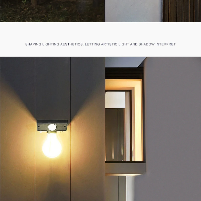 Solar LED Tungsten Filament Bulb Lamp COB Bulbs Light Control Human Body Induction Wall Lamp Waterproof IP65 For Outdoor Garden