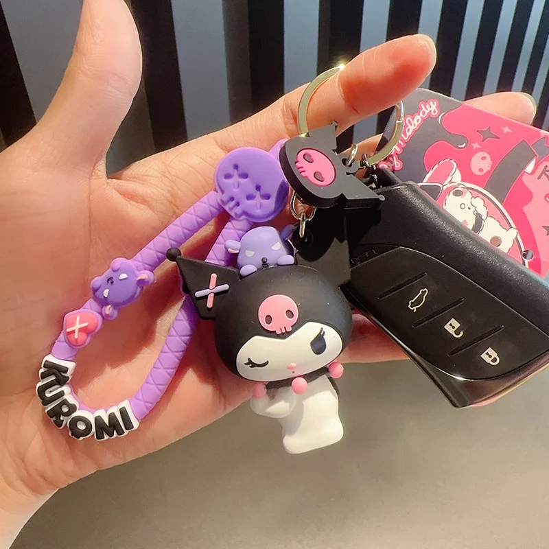 Sanrio Y2K Keychian Kawaii My Melody Kuromi Pendant Keyring Sweet Girls Bags Keychains Cartoon Children Toy Women Car Key Chain