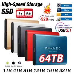 2024 New External Hard Drive 1TB Storage Drive Mini Solid-state SSD USB3.1 HDD 2TB Portable External HD Hard Disk for Mac/Phone