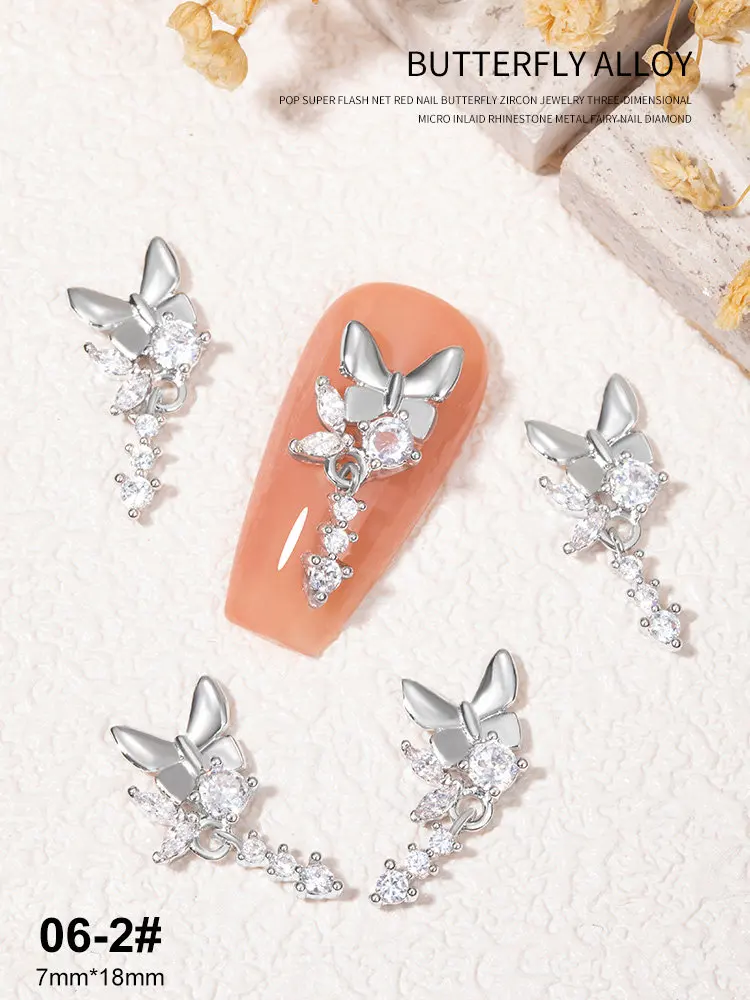 10 teile/los Luxus 3D Schmetterling Kette Zirkon Kristalle Strass Nail art Schmuck Dekorationen Nägel Zubehör Charms Liefert – Detail 18