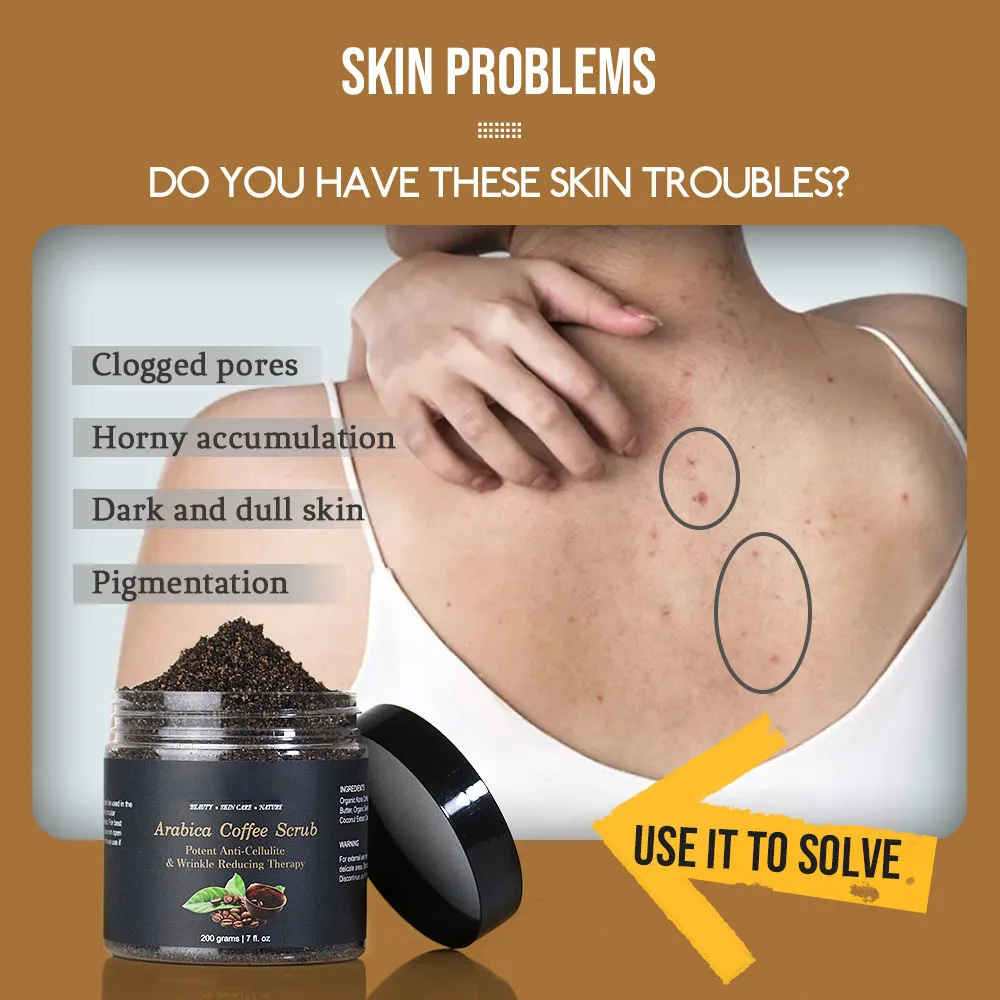 Coffee Sea Salt Scrub Gentle Granule Clean Dead Skin Keratin Whitening Moisturizing Skin Care 200g Bath Spa Massage Cream